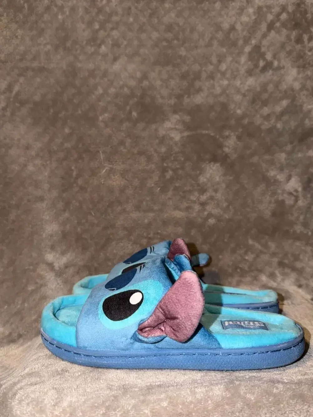 Disney Stitch Plush Slide Slippers with 3D Ears Blue